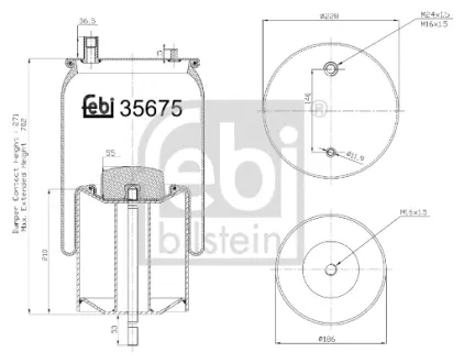 Пневмоподушка RVI MAGNUM, PREMIUM VOLVO FE, FE II 02.96- FEBI BILSTEIN 35675