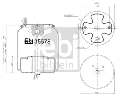 Пневмоподушка VOLVO FH, FH II, FH III, FH12, FH16, FH16 II, FM, FM II, FM III, FM12, FM9, FMX, FMX II, FMX III 08.93- FEBI BILSTEIN 35678