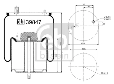 Пневмоподушка RVI C, D, MAGNUM, PREMIUM 2, T VOLVO FE, FE II 10.04- FEBI BILSTEIN 39847