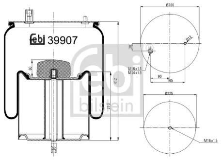 Пневмоподушка RVI C, D, MAGNUM, MIDLUM, PREMIUM, PREMIUM 2, T VOLVO FE, FE II 09.90- FEBI BILSTEIN 39907