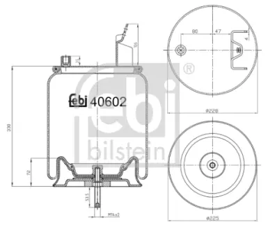 Пневмоподушка VOLVO VOLVO FH, FH II, FH12, FH16, FH16 II, FM, FM II, FM12, FM9, FMX, FMX II 08.93- FEBI BILSTEIN 40602