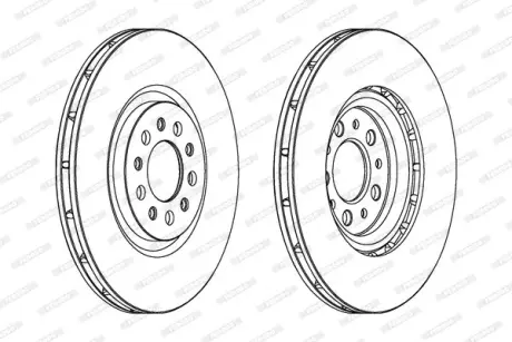 Диск гальмівний передн Лів/Прав ALFA ROMEO 159, BRERA, GIULIETTA, GIULIETTA/HATCHBACK, SPIDER CHRYSLER 200 JEEP CHEROKEE 1.4-3.2 09.05- FERODO DDF1455C-1