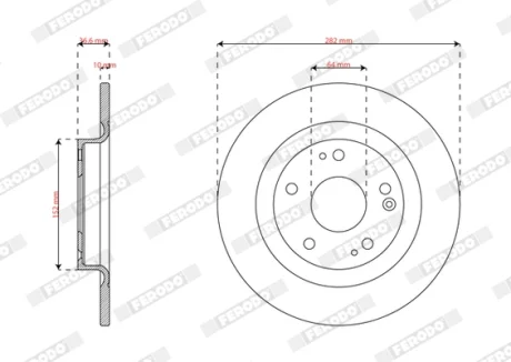 Гальмівні диски 2шт задн лів/прав HONDA CIVIC X 1.0/1.5/1.6D 06.16-12.22 Ferodo DDF3086C