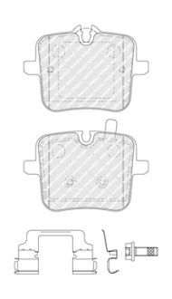 Комплект гальмівних колодок задн, BMW 4 (G22, G82), 5 (G30, F90), 7 (G11, G12), 8 (G14, F91), 8 (G15, F92), 8 GRAN COUPE (G16, F93), X5 (G05), X5 (G05, F95), X6 (G06, F96) 2.0D-6.75 12.16- Ferodo FDB5302