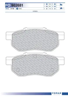 Колодки гальмівні дискові (комплект 4 шт) FOMAR FO 902681