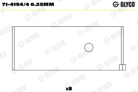 Вкладиші шатунні, комплект (+0,25) HYUNDAI GALLOPER I, GALLOPER II, GRACE, H-1, H-1 / STAREX, H100, PORTER, TERRACAN KIA K2500, PREGIO MAZDA B-SERIE MITSUBISHI GALANT IV 2.3D/2.5D/2.6 09.80- Glyco 71-4194/4 0.25mm
