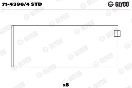 Вкладиші шатунні, комплект (STD) LAND ROVER 110/127, 90 I, DEFENDER, DISCOVERY I 2.5/2.5D 06.84-12.05 Glyco 71-4396/4 STD