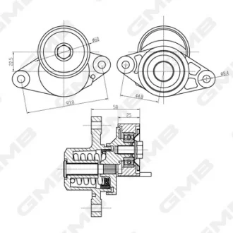 DACIA Ролик+ натягувач DACIA LOGAN 1.6 04- GMB GAT21000