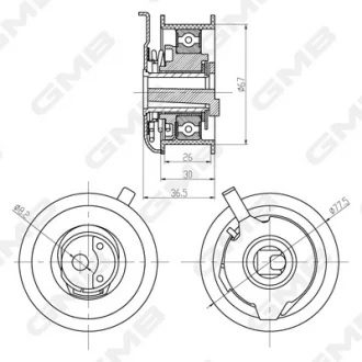 Ролик натяж.AUDI,SEAT,VW 1,9D/1,9TD/1,9TDI/1,9SDI GMB GTB0270