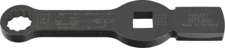 (EN) Ring-end wrench квадрат / 12-кутна, тип: пряме, довжина: 219 мм, 1 шт, до гальмівного затискача HAZET 2872SZ24