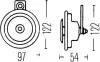 Сигнал BMW 3 (E21), 5 (E12), 5 (E28) VW GOLF I, GOLF II, GOLF III, JETTA I, JETTA II, PASSAT B1, PASSAT B2, PASSAT B3/B4, SCIROCCO, TRANSPORTER T4, VENTO FENDT 400, 500, 700, 800, 900 01.53- HELLA 3AL 002 952-811 (фото 2)