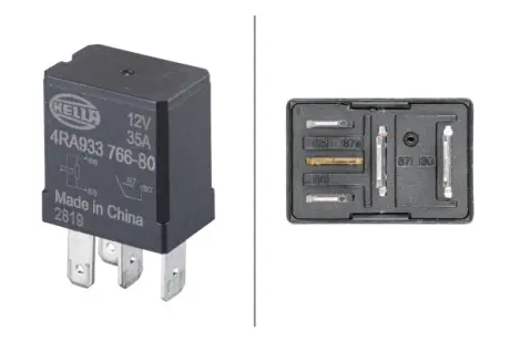 Реле (12V) MERCEDES A (W168), A (W176), B SPORTS TOURER (W246, W242), C (C204), C (CL203), C T-MODEL (S202), C T-MODEL (S203), C T-MODEL (S204), C (W202), C (W203), C (W204), CLC (CL203) 03.89- HELLA 4RA 933 766-801