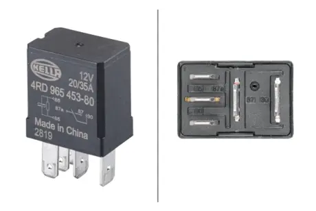Реле (12V, 20A) MERCEDES A (W168), C (CL203), C T-MODEL (S203), C (W203), CLC (CL203), CLS (C218), E T-MODEL (S211), E (VF211), E (W211), G (W461), G (W463), GL (X164), M (W163), M (W164) 09.91- HELLA 4RD 965 453-801