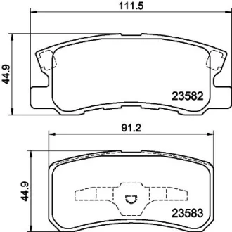 MITSUBISHI гальмівні колодки задн. Pajero 2.5,Outlander,Grandis,Dodge,Chrysler,Citroen HELLA 8DB 355 009-691