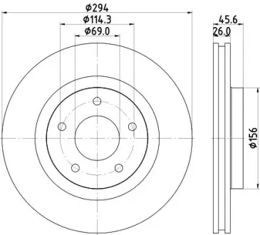 PRO MITSUBISHI диск гальмівний передн. ASX, Dodge Caliber, Avenger 07- HELLA 8DD 355 115-911