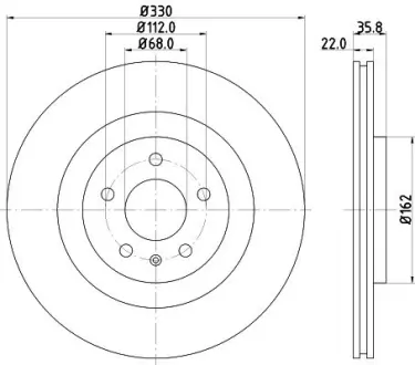 PRO VW диск гальмівний задн. Audi A8 10- HELLA 8DD 355 118-021
