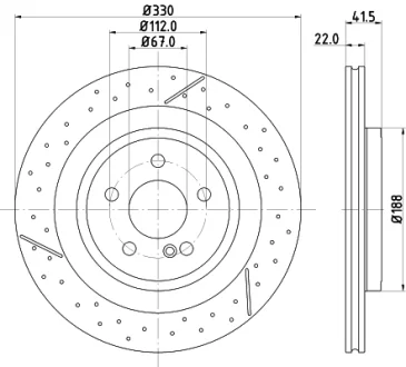 Mercedes гальмівний диск W176, C117, X156, R172 Hella 8DD 355 126-441