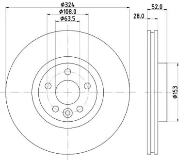 PRO HIGH CARBON VOLVO гальмівний диск передн. XC60 I HELLA 8DD 355 126-661