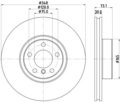 PRO HIGH CARBON BMW диск передній прав. X4 (F26) HELLA 8DD 355 133-201