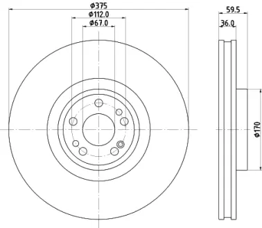 PRO HIGH CARBON DB Гальмівний диск передн. V167 18-, X167 19- HELLA 8DD 355 135-201