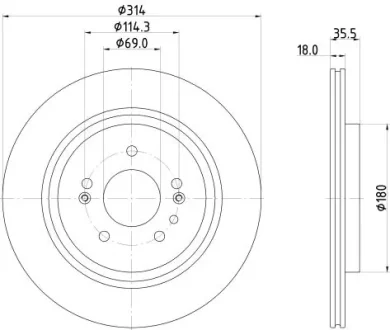 HYUNDAI гальмівний диск задн. SANTA FE IV 2.0, 2.4 18-, PALISADE Hella 8DD 355 135-221