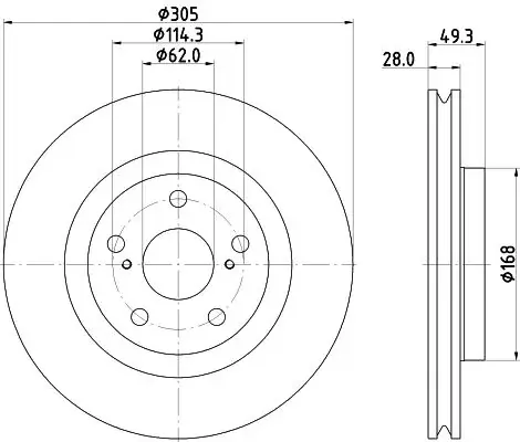 PRO TOYOTA гальмівний диск передн. Camry 17-, Rav 4 V 18 Hella 8DD 355 135-241 (фото 1)