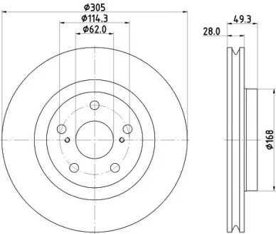 PRO TOYOTA гальмівний диск передн. Camry 17-, Rav 4 V 18 Hella 8DD 355 135-241