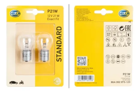 P21W 12V21W Автолампа (блістер 2 шт) HELLA 8GA 002 073-123