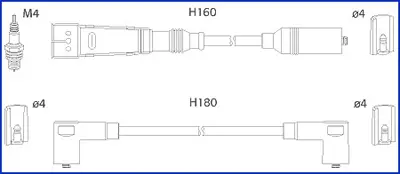 HUCO VW К-кт високовольтних проводІв Golf,Passat,Caddy,Seat HITACHI 134705