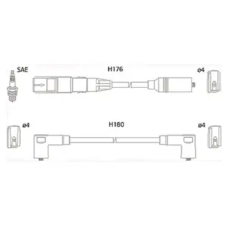 HUCO VW К-кт высоковольтных проводов (650мм, 550мм, 400мм, 300мм) Golf III,IV 1.6 94- HITACHI 134766