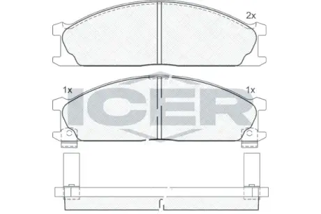 Колодки гальмівні (передні) Nissan Pathfinder 86-95/Navara I/Pick Up 97-/Chrysler Valiant IV 79-80 ICER 140885
