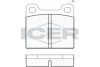 Колодки гальмівні (передні) Opel Ascona 70-75/Kadett 67-79/Rekord 63-77/Audi 100 71-76 ICER 180162 (фото 1)