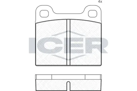 Колодки гальмівні (передні) Opel Ascona 70-75/Kadett 67-79/Rekord 63-77/Audi 100 71-76 ICER 180162