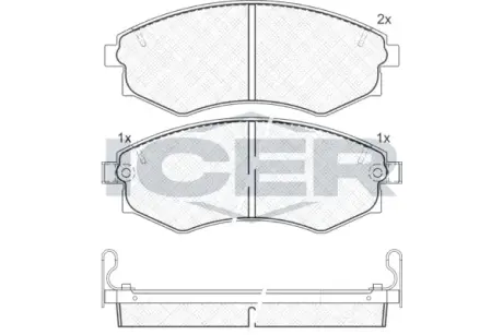Колодки гальмівні (передні) Hyundai Elantra III 00-06/Kia Magentis I 01-05/Ssangyong Korando 88-06 ICER 180877