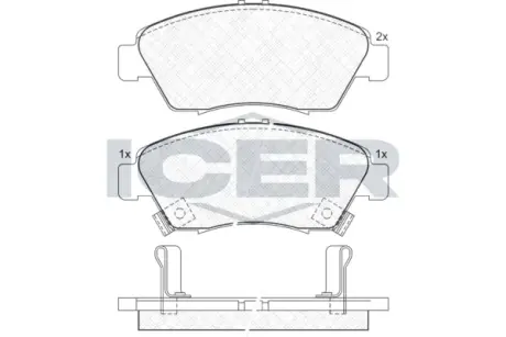 Колодки гальмівні (передні) Honda Civic V/VI/VII 91-05/CRX III 92-98/Jazz 08-14 ICER 180959