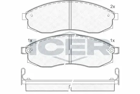Колодки гальмівні (передні) Mitsubishi L200/Nissan Maxima IV 95-07 ICER 181179