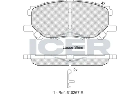 Колодки гальмівні (передні) Toyota Highlander/Kluger 03-10/Lexus RX 03-08 ICER 181584