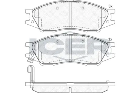 Колодки гальмівні (передні) Nissan Almera II 02-/Sunny 00-03 ICER 181635