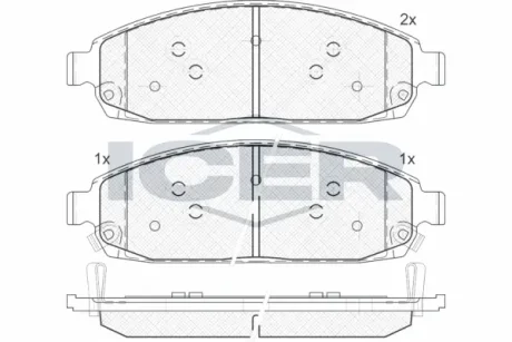 Колодки гальмівні (передні) Jeep Grand Cherokee III/IV 04-/Commander 05-10 ICER 181713