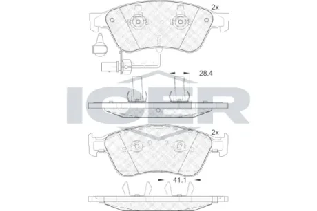 Колодки гальмівні (передні) Audi A6 04-11/A8 96-/Seat Ibiza 03-04/VW Phaeton 02-16 (+датчики) ICER 181725