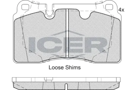 Колодки гальмівні (передні/задні) Audi A3/TT 04-15/Seat Leon 12-/Porsche Cayenne 10- ICER 181791