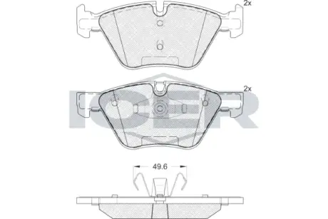 Колодки гальмівні (передні) BMW 1 (E81/E87) 04-12/3 (E90-E93) 05-13/X1 (E84) 11-15 ICER 181795