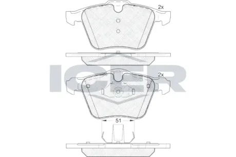 Колодки гальмівні (передні) Ford Galaxy/Mondeo IV/S-Max 07-15/Volvo S60/S80/V60/V70/XC70 06- ICER 181805