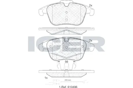 Колодки гальмівні (передні) Citroen C5 04-/Peugeot 407 04-/508 10- (+датчики) ICER 181886-203
