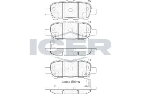 Гальмівні колодки (задн) Nissan Juke/Leaf/Cube 10-/Murano/Teana 08-14/X-Trail/Tiida/Pulsar 13- Icer 181901-203
