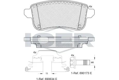 Колодки гальмівні (задні) Renault Fluence/Megane/Scenic 08- ICER 181904-203