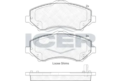 Колодки гальмівні (передні) Chrysler Grand Voyager/07/Dodge Journey 08-/Fiat Freemont 11- ICER 181908-201
