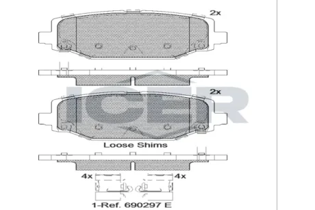 Колодки гальмівні (задні) Chrysler Grand Voyager 07-/Fiat Freemont 11- ICER 182053