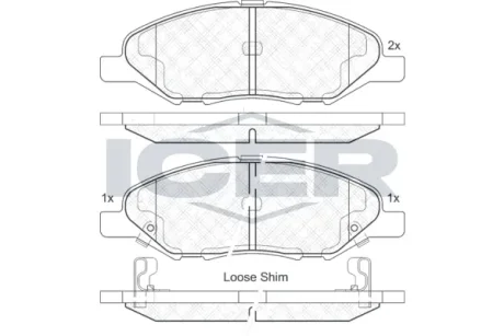 Колодки гальмівні (передні) Nissan Micra II/III 92-10/Note 06-12/Tiida 07-12 ICER 182074