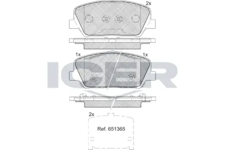 Колодки гальмівні (передні) Hyundai i30 11-/Veloster 12-17/Kia Cee\'d/Pro Cee\'d 12-/Cerato 13- ICER 182090